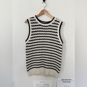 Sanctuary Black and Cream Striped Knit Top